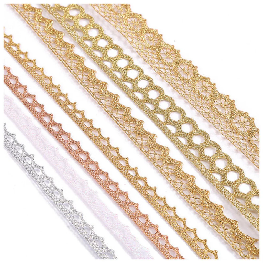 

180 Yards Gold And Silver Thread Puppy Tooth Lace Unilateral Wave Gold Woven Lace Clothing Accessories