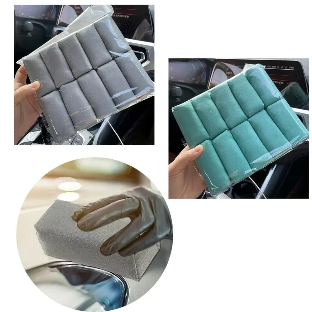 

Car Cleaning Sponge Cloths Detailing Suede Sponge Applicator Car Wax Polishing Pad With Ceramic Coating (Pack Of 10)