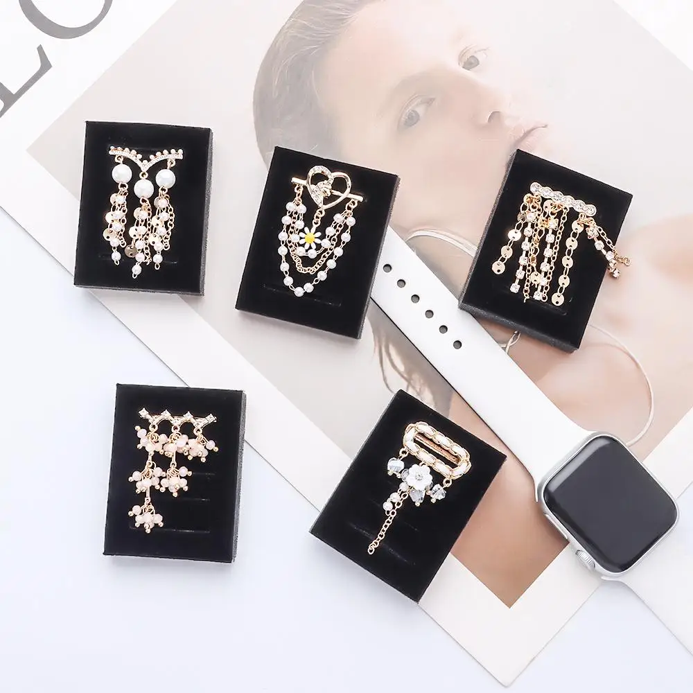 Diamond Pearl Strap Accessories Wristbelt Charms Decorative Chain Watch Band Ornament Decorative Ring For Apple Watch Band