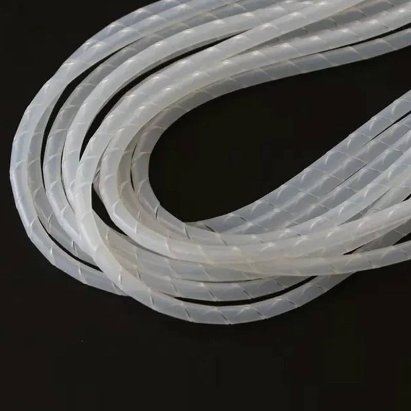 1Meter Silicone Spiral Wrapping Tube Cable Coat Sleeve Transparent Wire Organizer Sheath Tube Dia 1-12mm Plastic Tape Management