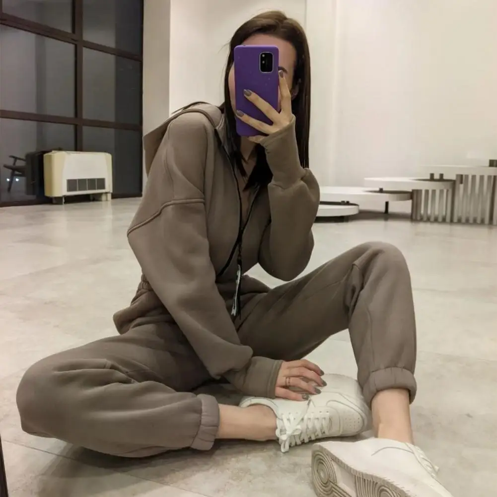 Chic Autumn Jumpsuit Streetwear Women Jumpsuit Hooded Keep Warm Sporty Winter Jumpsuit