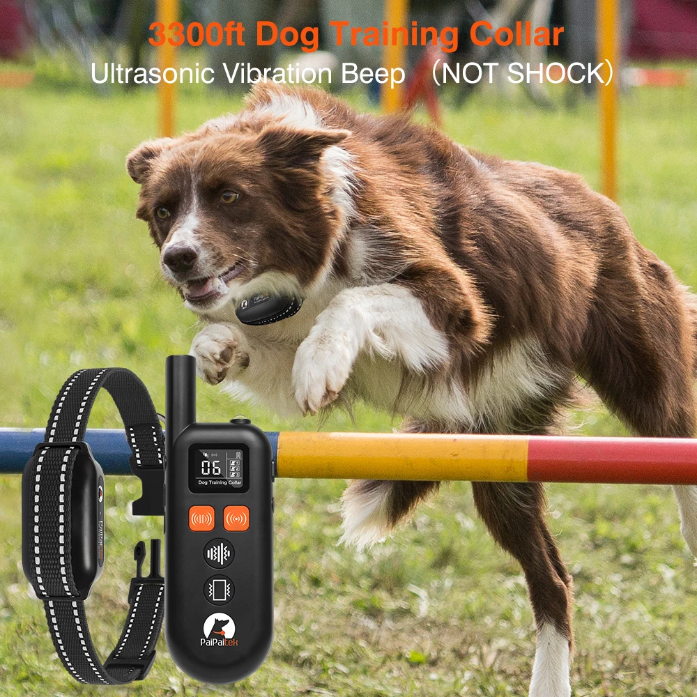 vibration training collar for small dogs PATPET P630 1800-foot Vibration & Sound Remote Dog Training Collar, Black,  Small, 2 count main image 1