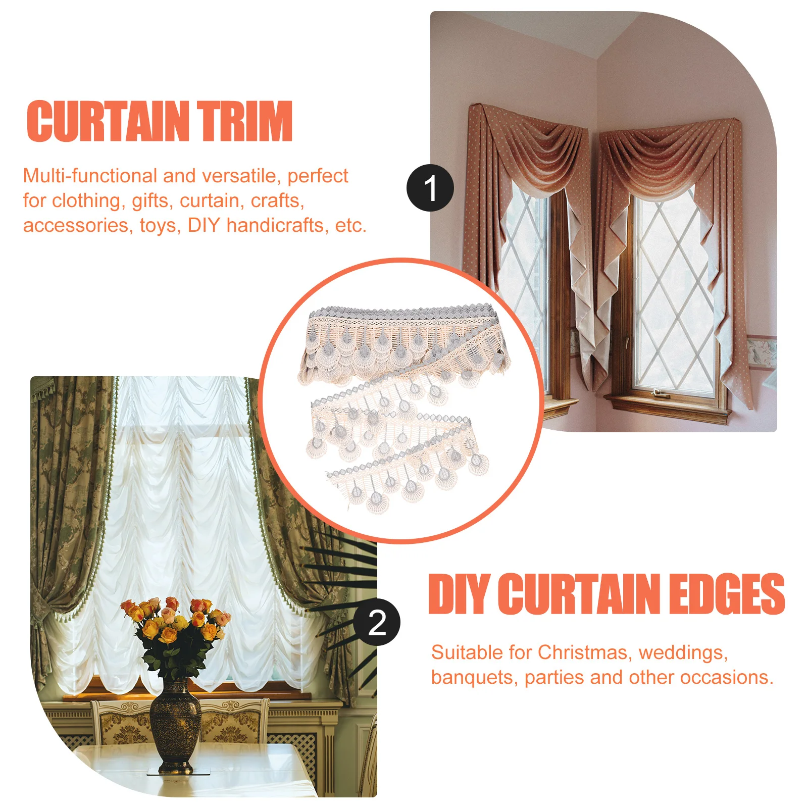 

Curtain Lace Edges Ribbon Polyester Silk Durable Home Valance Valance Ribbon Trim Decor Sewing Diy Curtain Edges Supplies