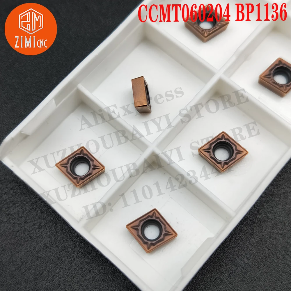 CCMT060204 BP1136 CCMT 060204 외부 초경 CNC 도구 기계적인 금속 선반 밀링 커터 초경 인서트 터닝 인서트