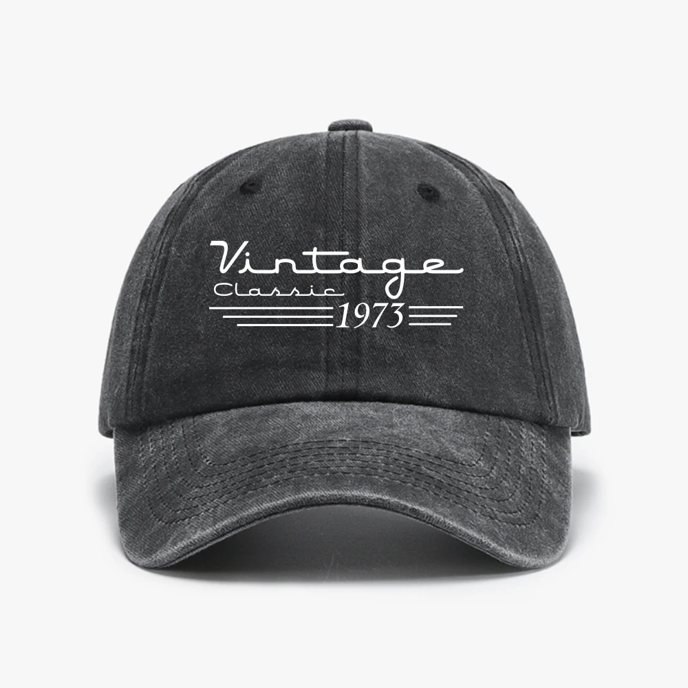 Vintage 1973 All Original Parts Washed Baseball Cap 50th Birthday Adjustable Dad Hat for Men Women Hip Hop
