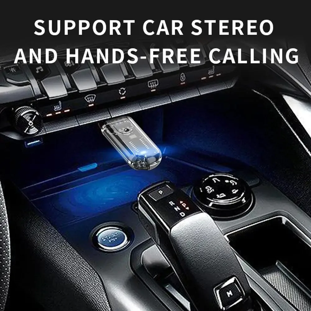 Kebidumei usb bluetooth 5.3 receptor usb dongle adaptador de áudio sem fio bluetooth receptor de áudio chamada mãos-livres para alto-falante do carro