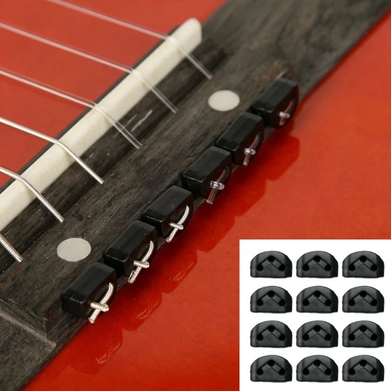 12Pcs Plastic Guitar String Ties Bridge Beads, 3 Hole Guitar String Bridge Beads String Fasteners for Classical Guitars