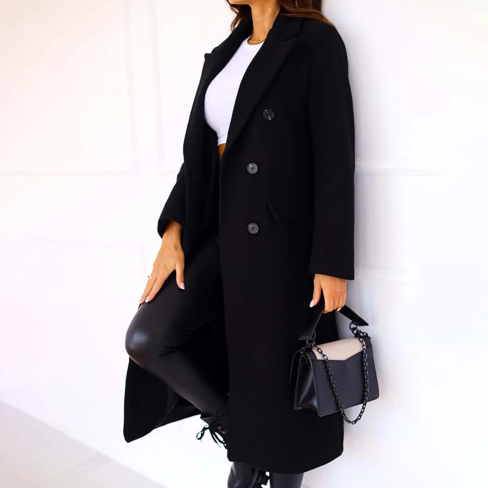 Autumn Winter Fashion Trench Coat For Women Elegant Windbreaker Retro Big Pockets Long Sleeves Colorfast Lady Elegant Overcoat