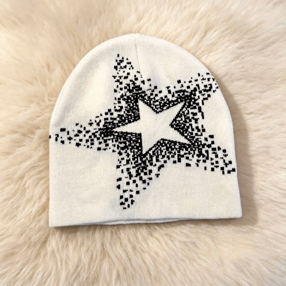 Fashion Jacquard Star Knitted Hat Pentagram Warm Pullover Cap Cashmere Cold Cap Y2k Beanie Hat Female/Male