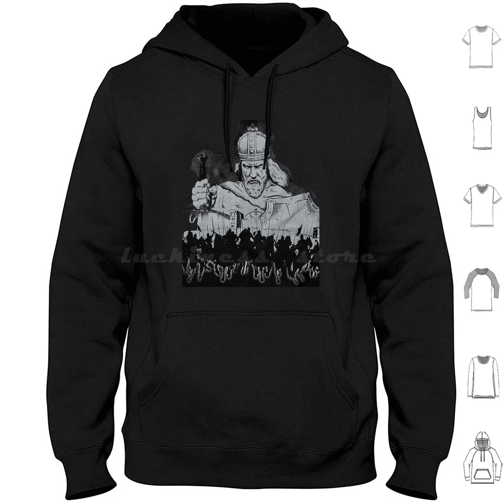 Emperor Of Serbia , Dusan The Mighty Hoodies Long Sleeve Dusan Silni Emperor Influence Empire Custom Model Black And