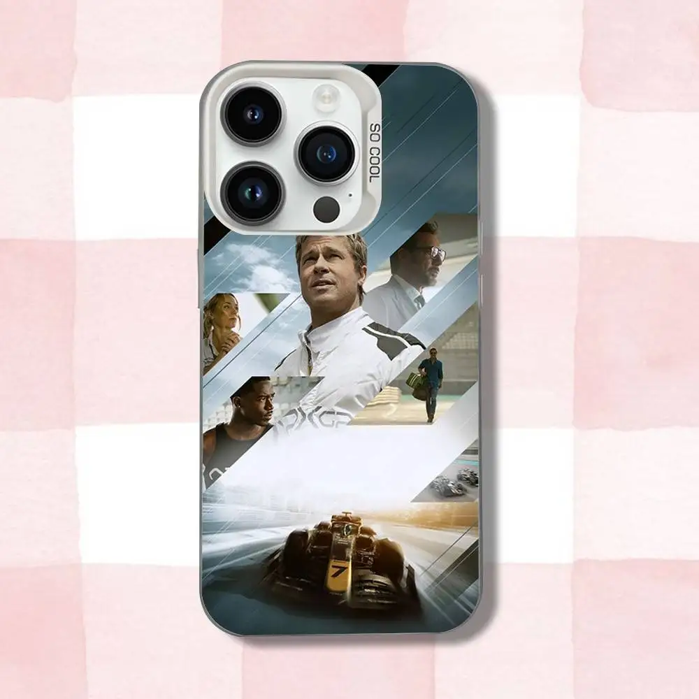 حافظة هاتف للسيارة F-F1-Movie لهاتف iPhone 16,15,14,13,12,11,Pro,XS,Max,Plus,Mini,SE غطاء مقاوم للصدمات من الحلوى البيضاء غير اللامعة