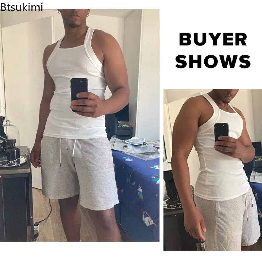 2024 Men\'s Summer Casual Tank Tops Solid O-neck Streetwear Sexy Skinny Loose Sports Vests Male Sleeveless Gym Shirt Tank Tops