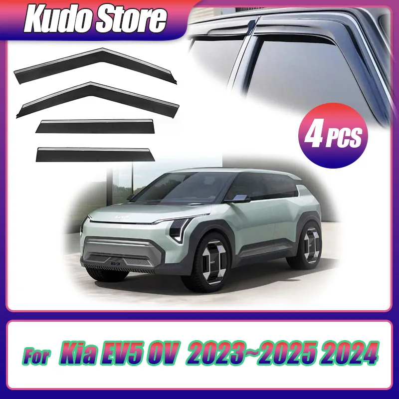 

Car Windows Visor For Kia EV5 OV 2023~2025 2024 Door Smoke Deflector Guards Cover Sticker Awnings Rain Eyebrow Accessories
