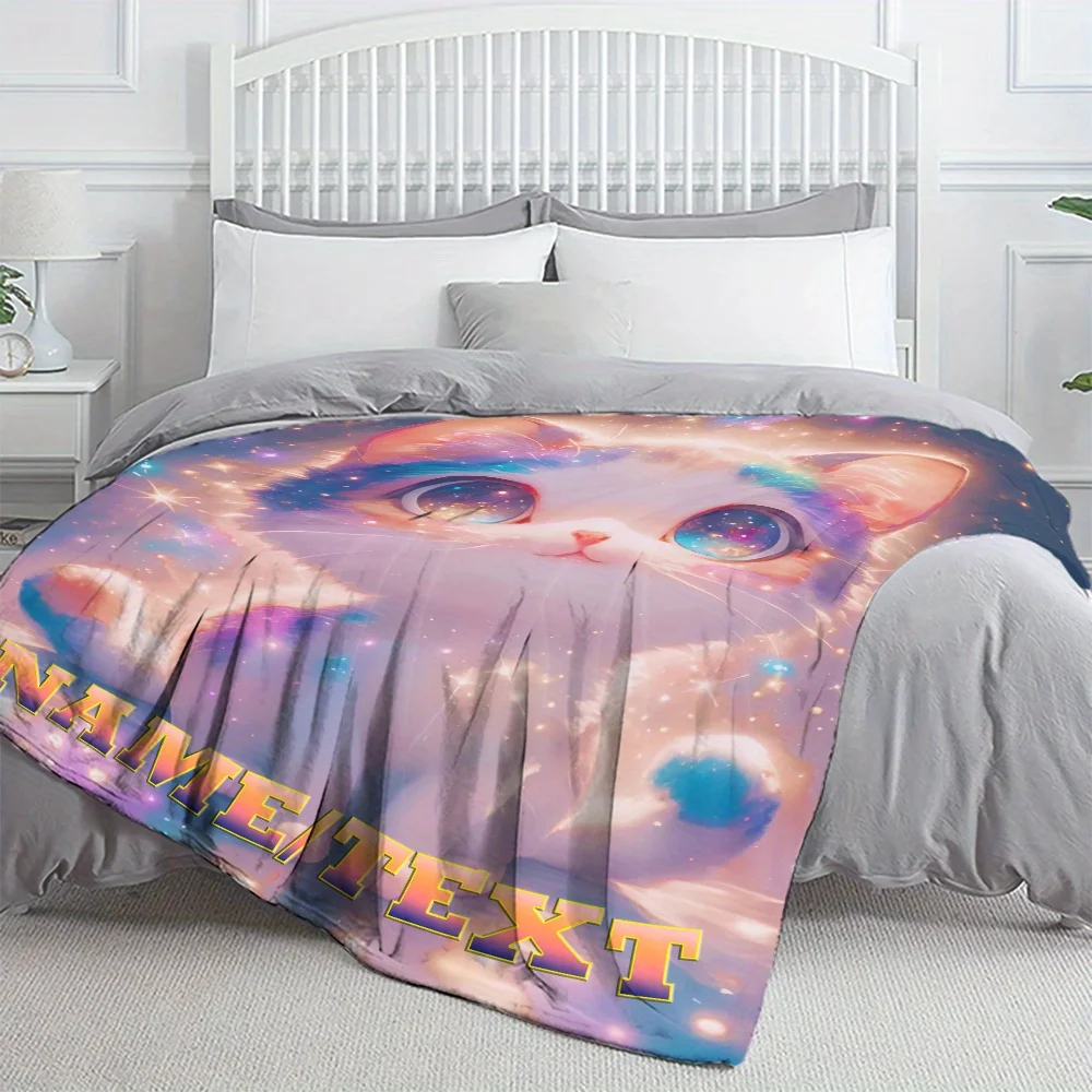 1 قطعة اسم مخصص شخصية القط تصميم الفانيلا رمي بطانية لينة رمي ل أريكة كرسي مكتب التخييم السفر فكرة هدية فريدة من نوعها #5