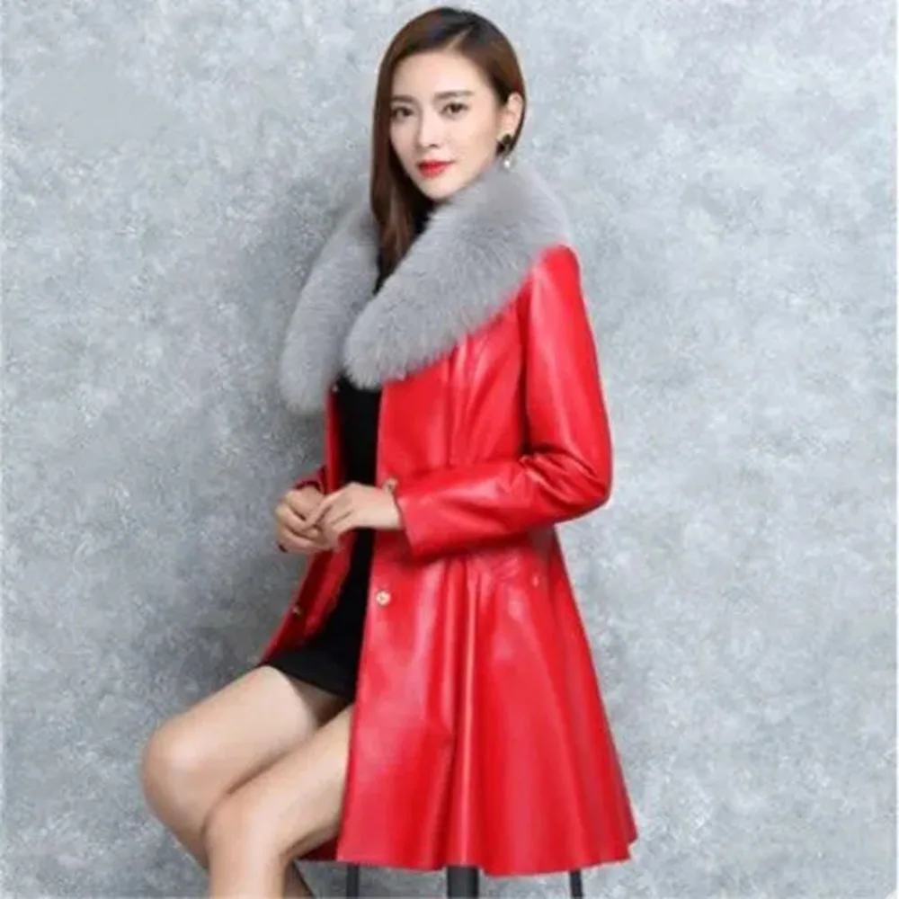 Autumn And Winter New Women's Fur Fur Imitation Fox Fur Collar Temperament Long Loose Slim Korean Fashion Fur Coat Female Tide.