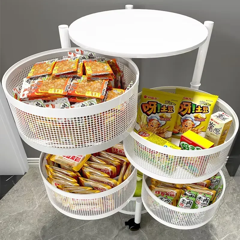 5 Tier Rotating Storage Rack 360 Degree Spin Shelf Multi Layer Vegetable Fruit Basket Organizer Kitchen Pantry Stand