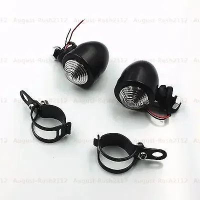 

Front Bullet TURN SIGNALS + Fork Clamps for Harley Honda Kawasaki Suzuki Yamaha