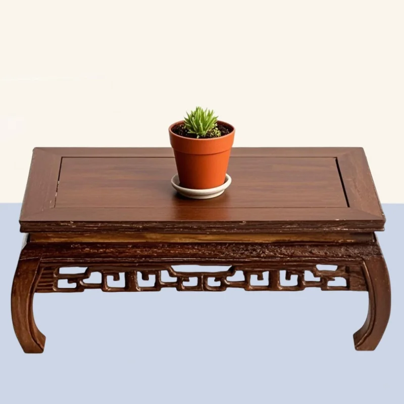 

Solid Wood Carving Display Pedestal Miniature Model Flower Pot Display Rack Teapot Tea Handicraft Display Pedestal Plant Rack