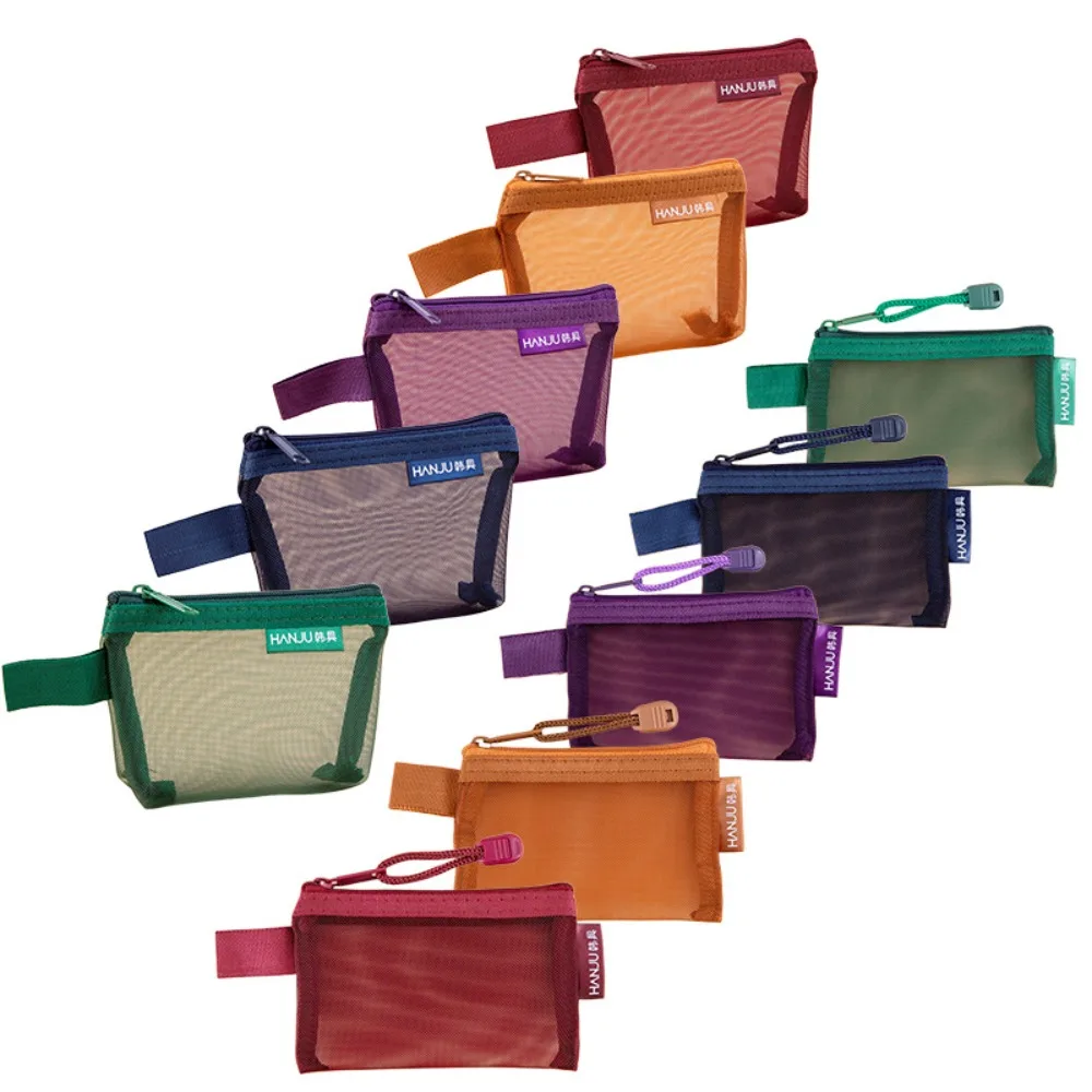 Portable Mesh Fabric Travel Grid Bag Mini Nylon Mesh Triangle Mesh Wallet Cosmetic Bag
