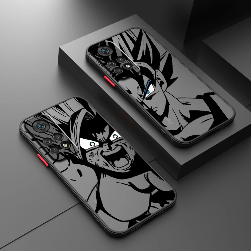 Luxury D-Dragon Ball Goku Frosted Translucent For Redmi Note 13 12 12S 12T 11 11T 11E 10 10S 9 Pro Plus 5G TPU Phone Case