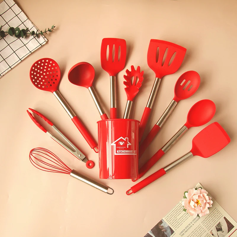 6-11Pcs/Set Silicone Stainless Steel Kitchen Utensils Set For Kitchen Cooking Tools Non-stick Cookware Kit Kitchen Accessories