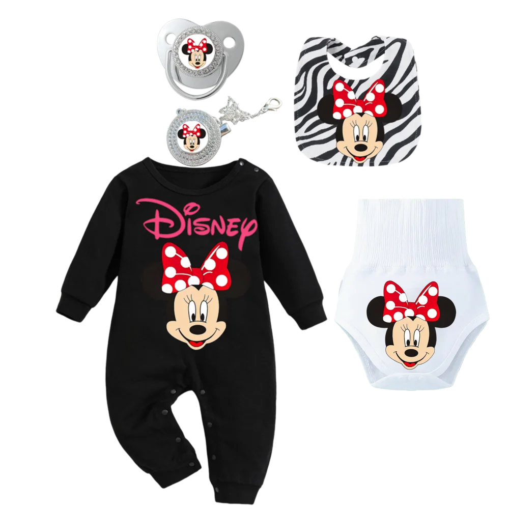 아기 의류 세트 블랙 점프수트 신생아 레깅스 아동용 고리형 젖꼭지 체인 고리형 젖꼭지 홀더 가을 필수 세트 신생아용