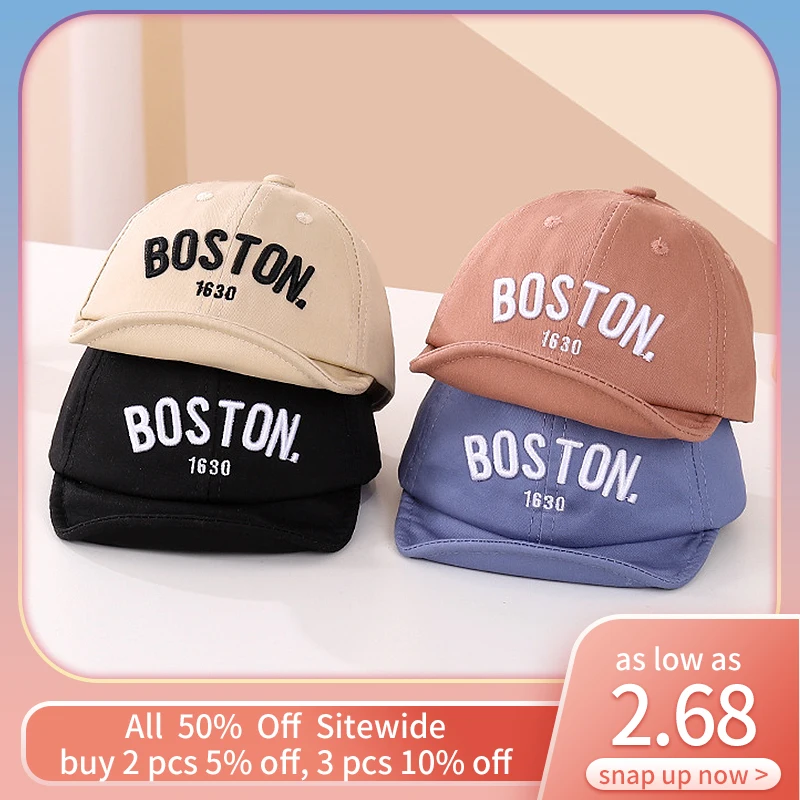 

Модная Детская кепка с надписью, детская бейсбольная кепка с короткими полями, однотонные Детские уличные солнцезащитные козырьки, хлопковая повседневная детская шляпа