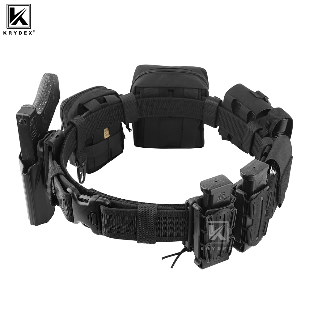 KRYDEX Tactical 2'' Duty Belt Law Enforcement Nylon Outer Inner Belt with 6 Pcs Belt Keepers Waistband Outdoor Officer Security