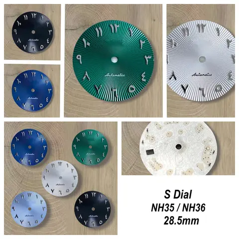 28.5mm S Logo Arabic NH35 Dial 3/3.8/4.2 o'clock Crown For NH35/NH36 Movement NH35 Accessories ﻿