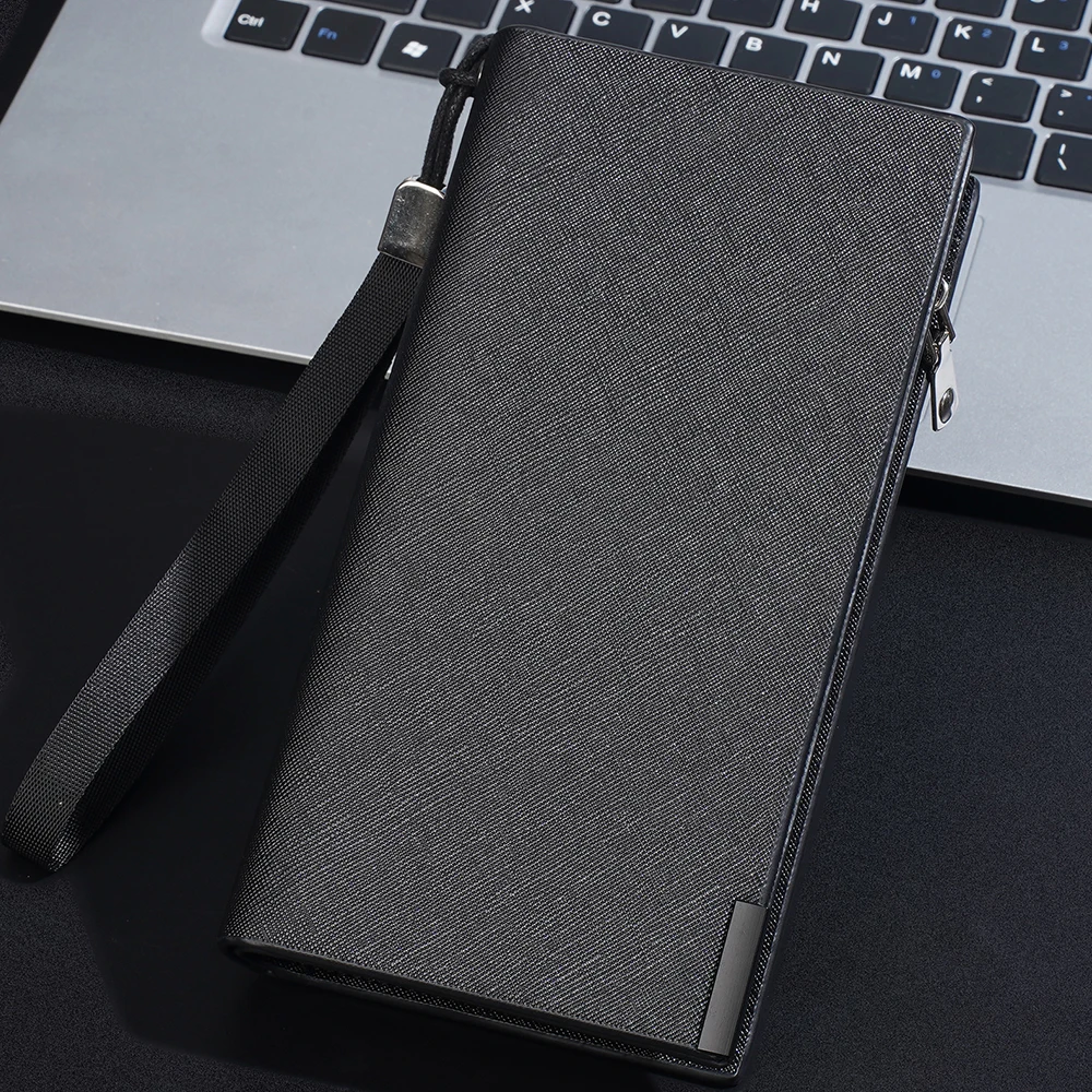 Carteira longa masculina de grande capacidade, porta-cartões de alta qualidade, bolsa de moedas masculina, bolsa de grande capacidade, clipes de fotos para homens