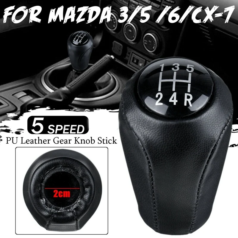 5 Speed Gear Shift Knob For MAZDA 3 BK BL / 5 CR CW/ 6 II GH/CX-7 ER Black 2005-2014