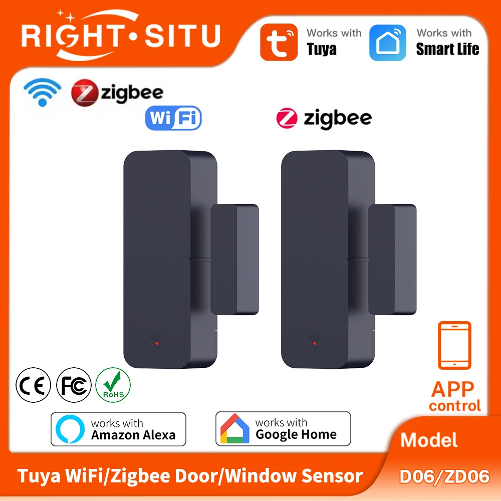 

Tuya Zigbee or Wifi Door Sensor Window Sensor Security Burglar Magnetic Sensor Alarm Smart Life Work With Alexa Google Home