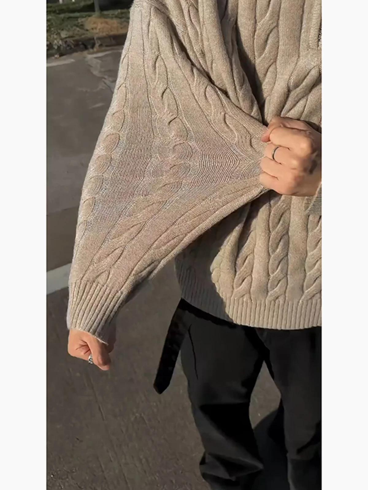 

Мужской вязаный свитер Zozoforest с короткой молнией, крупной вязки, зимний, в американском ретро-стиле, с высоким воротом, свободного кроя, повседневный, с длинными рукавами