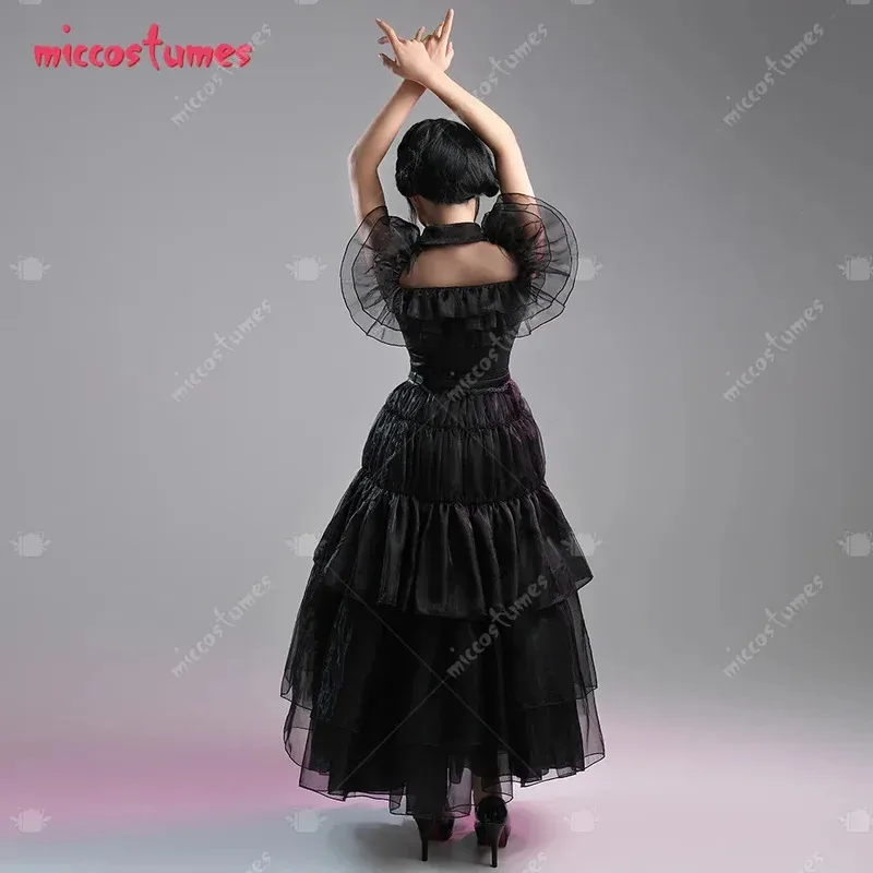 

25COSMiccostumes Women’s Black Lolita Cosplay Costume Long Lace Party Formal Dress with Belts