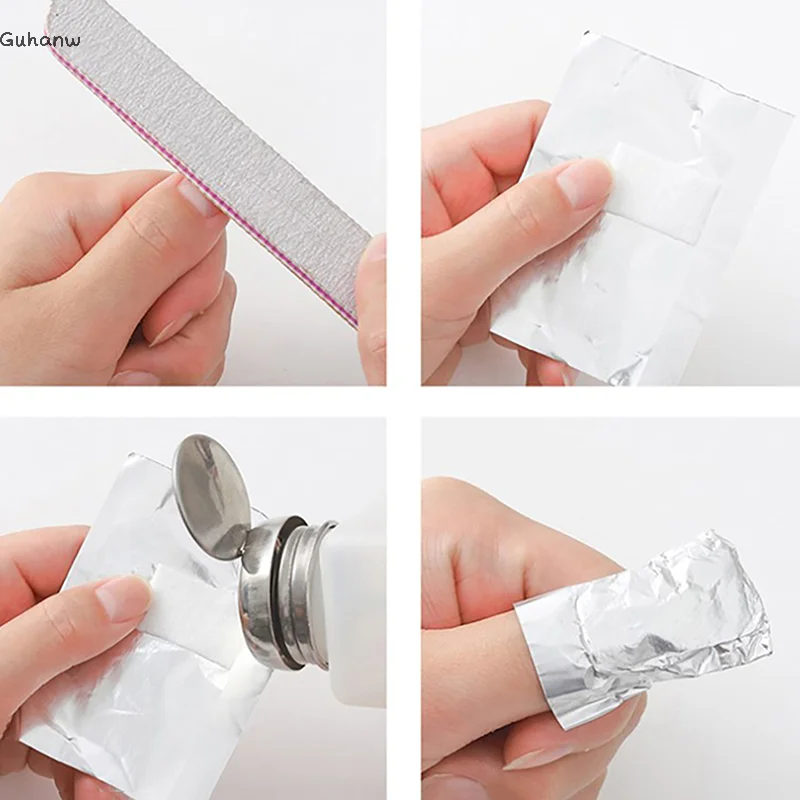 [WHB]50/100Pcs/Bag Aluminium Foil Nail Art Soak Off Polish Nail Removal Wraps Nail Towel Gel Polish Remover Manicure Tool
