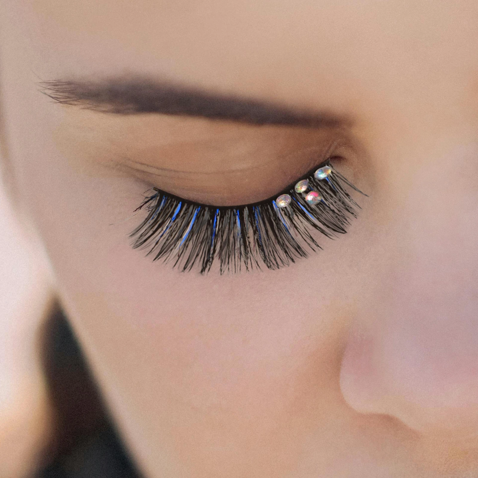 

5 Pairs False Eyelashes Wispy Natural Curly Individual Artificial Fiber Black Blue Stage Party Makeup Accessories