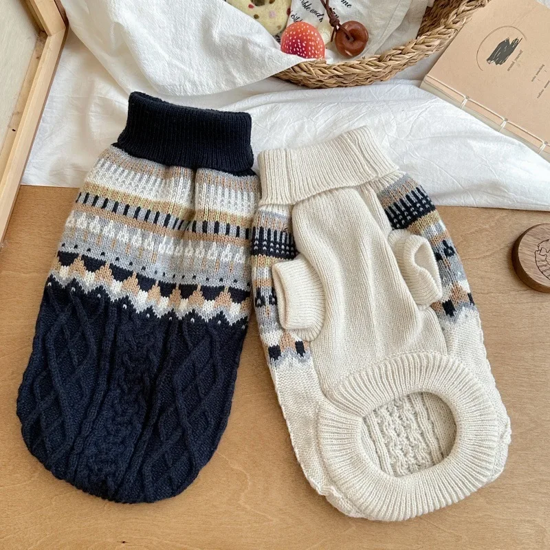

2025 New Christmas Knitted Dog Sweater Turtleneck Warm Vest for Small Medium Dogs Cats Chihuahua Teddy French Bulldog Apparel
