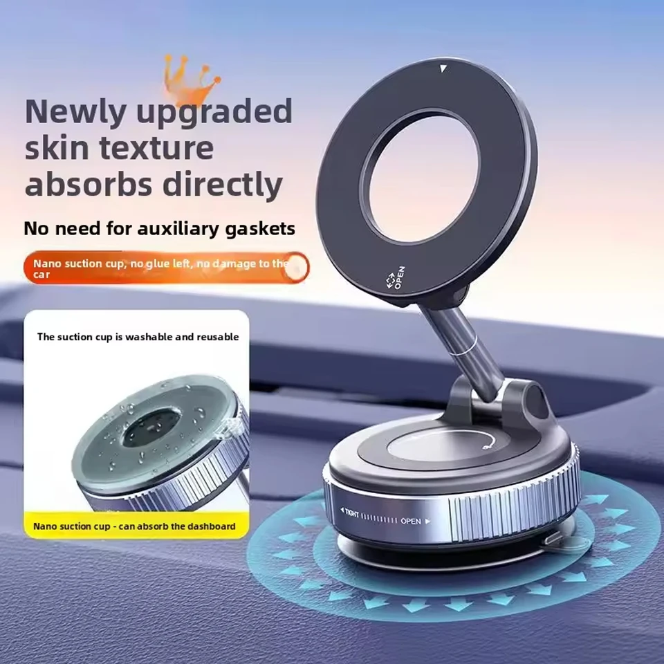 

Phone Universal Vacuum Mgnetic Holder 360 ° Adjustable Phone Suction Cup Phone Stand Magnetic Mini Holder Pocket Sized Foldable
