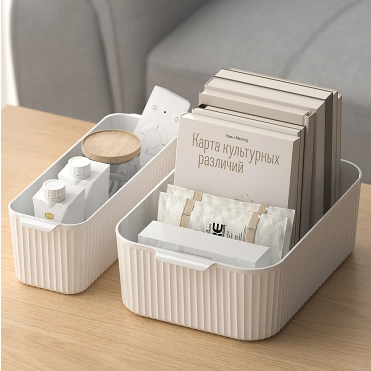 WORTHBUY Plastic Storage Box With Handle Desktop Organizer For Food Multifunctional Bathroom Kitchen Cabinet Storage Organizatio