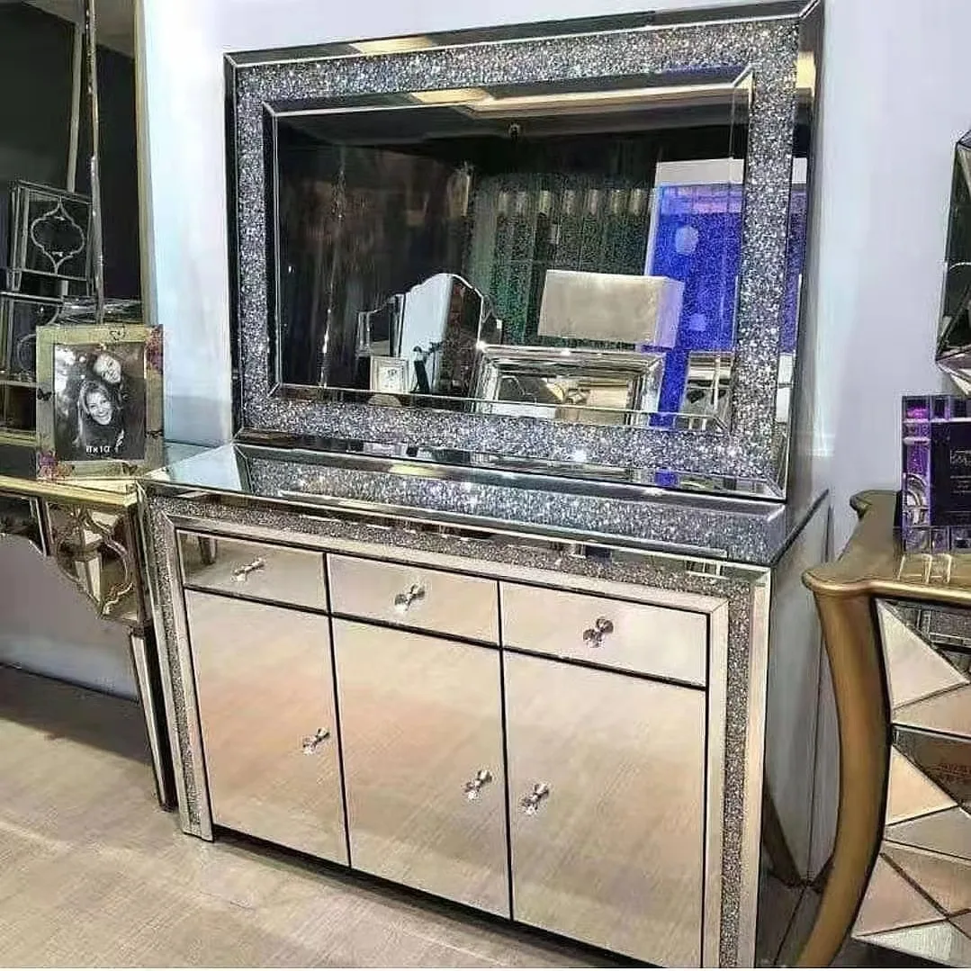 

silver mirror glass furniture simple modern restaurant entrance side cabinet