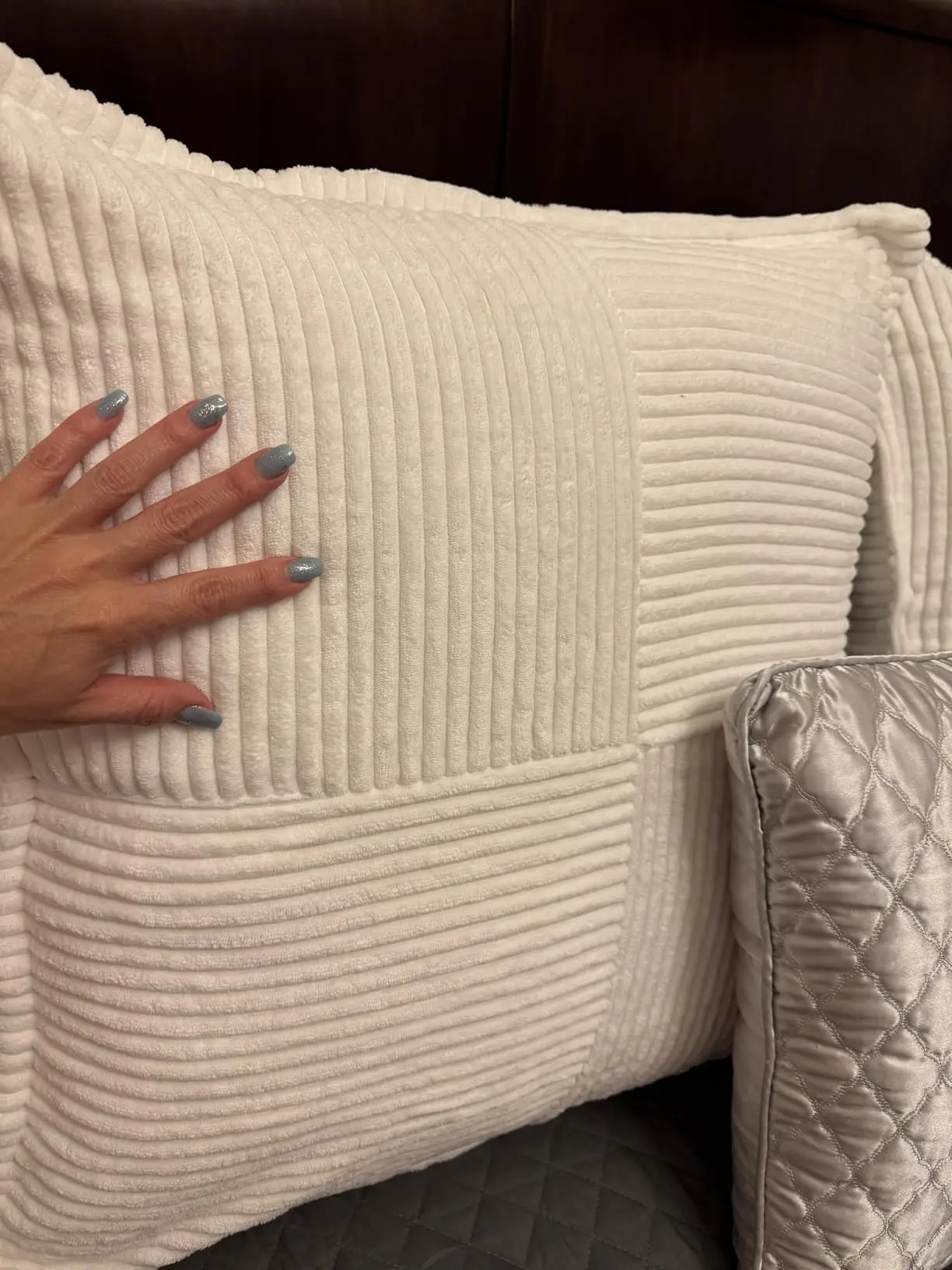 Short Corduroy Plaid Grey Cushion Cover Pillow Case For Living Room Sofa Bed Simple Bedside Pillow Backrest Covered 50 60 66CM