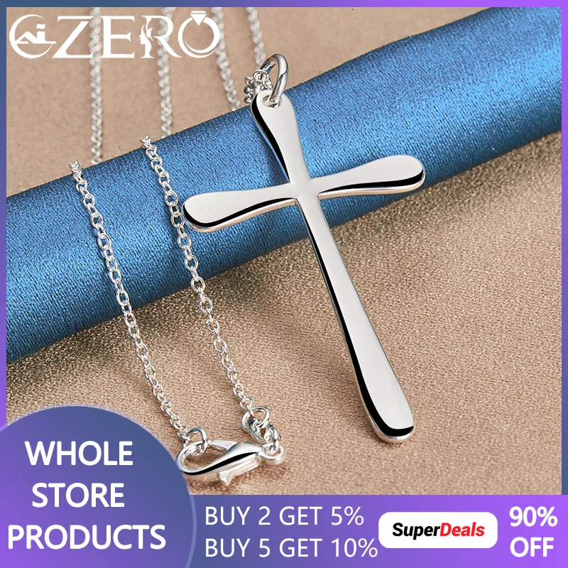 

ALIZERO 925 Sterling Silver Cross Pendant Necklace 16-30 Inch Chain For Women Men Classic Fashion Wedding Party Jewelry Gift