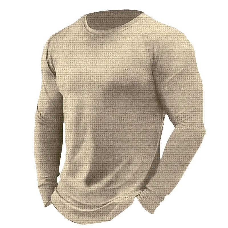 2024 Spring and autumn new Waffle collar men's large Polo shirt men's long sleeve T-shirt