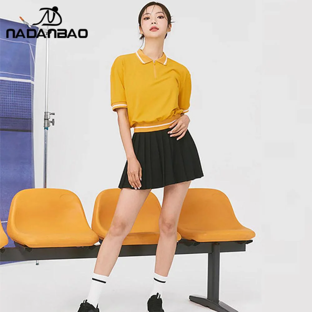 Nadanbao Mode-Tennisrock, Golf, kurzärmelig, Kleidung, Anzug, lässig, gerippt, Polo-T-Shirt, plissiert, Sport-Tennisrock, Set 2025, ﻿