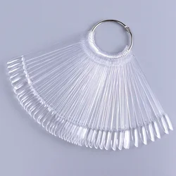 50pcs False Nail Display Tips Clear Nature Color Chart Oval Fan Style UV Gel Polish Swatch Shows Palette Practice Manicure Tools