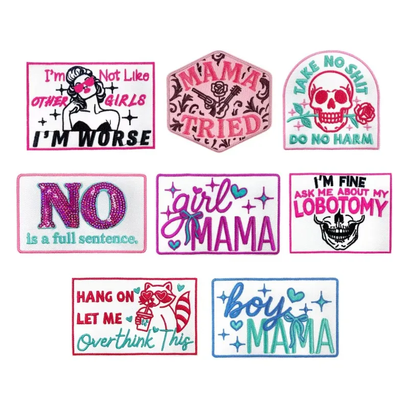 Rectangle English Letters Vintage Retro Iron-on Sew Embroidery Badge Patches DIY T-shirt Hat Backpack Clothing Appliques Sticker