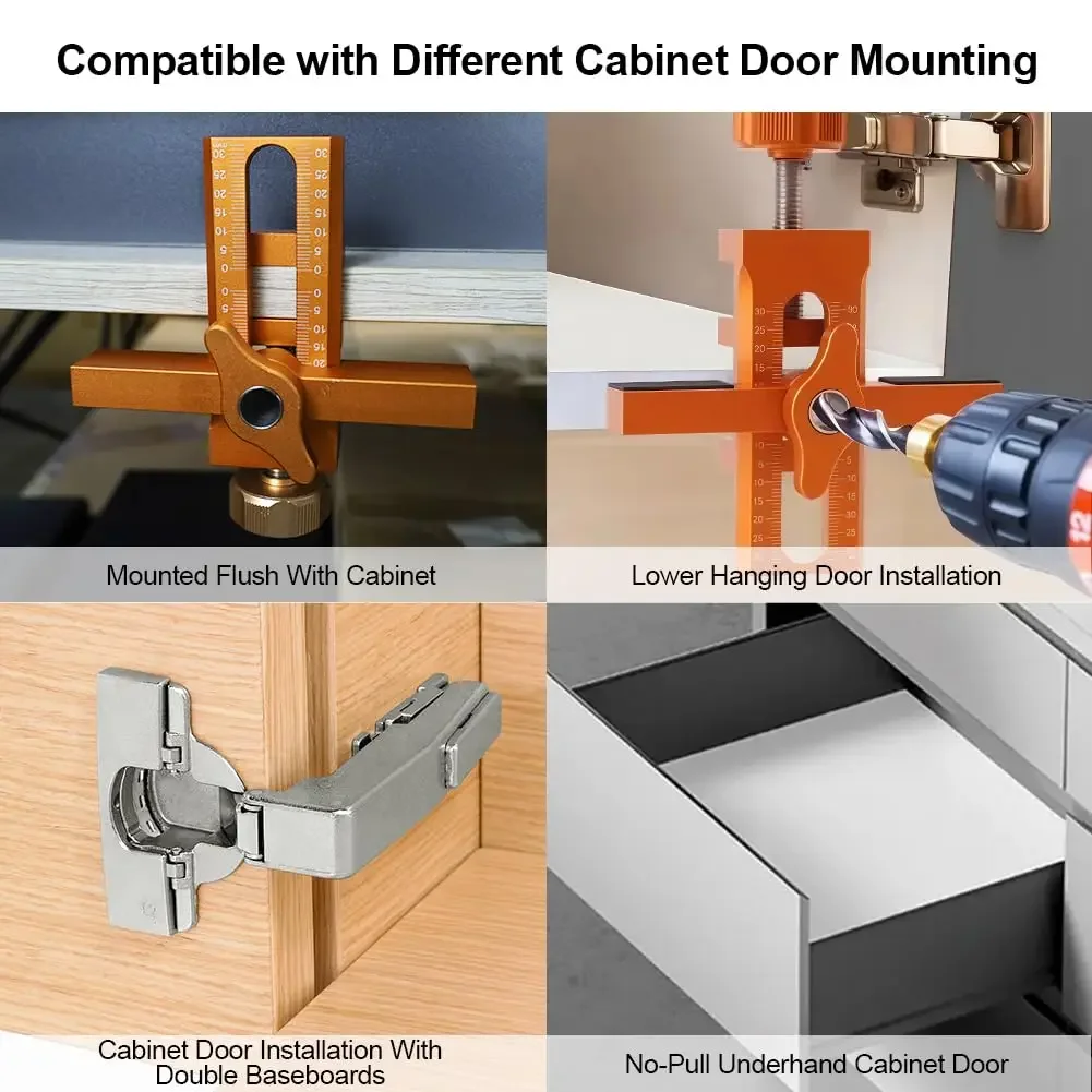 أداة تحديد موضع تركيب باب الخزانة، مع دعم حافة سريع قابل للإزالة، أداة تحديد موضع باب الخزانة قابلة للتعديل