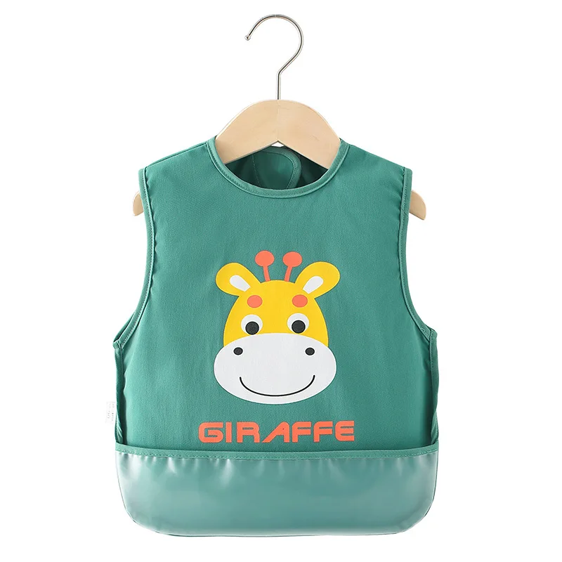 Baby Eating Bibs Aprons Waterproof Cartoon Lion Elepant Sleeveless Kids Kindergartens Eatting Clothes