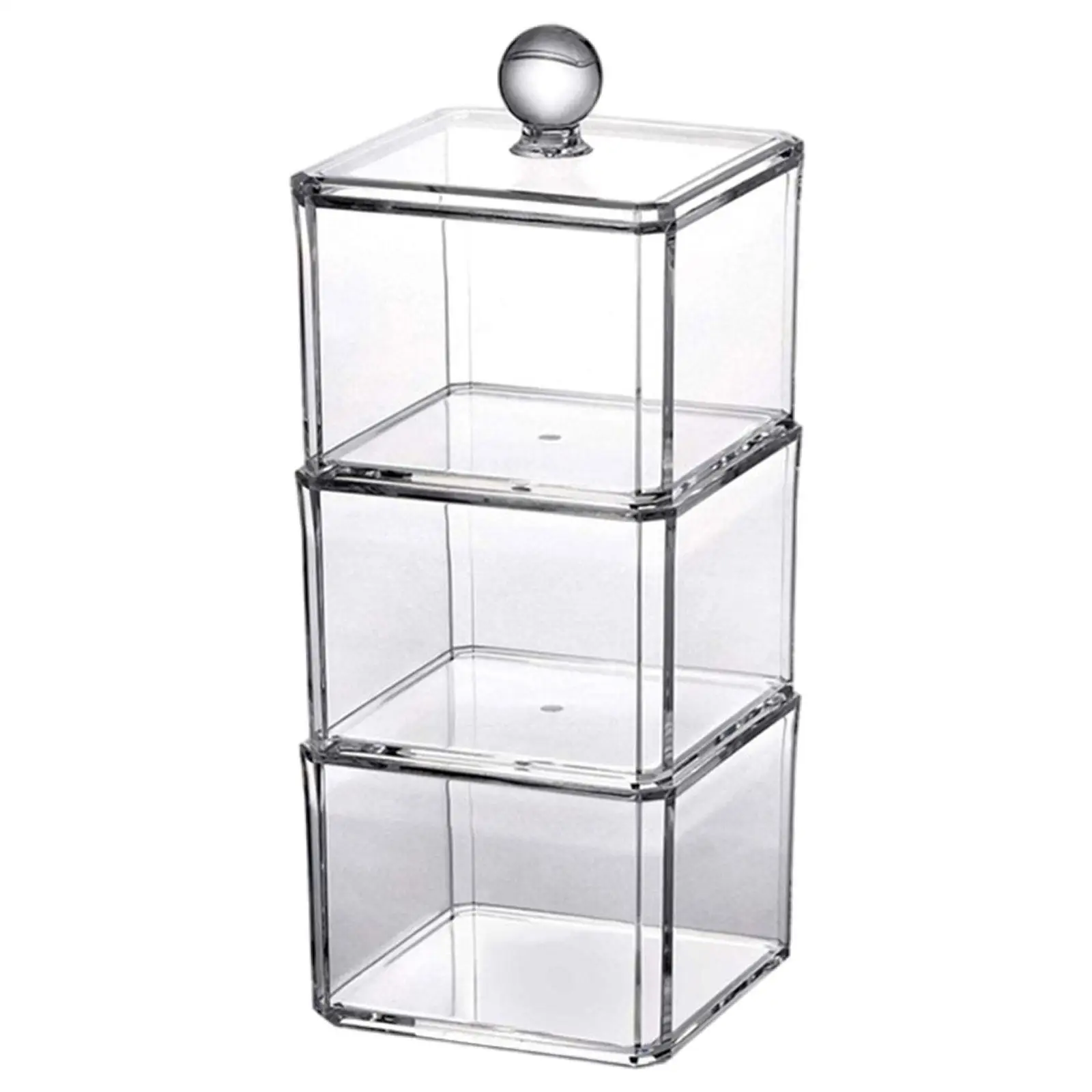 Clear Stackable Cotton Pad Storage Box Organizer for Vanity Bathroom Jewelry