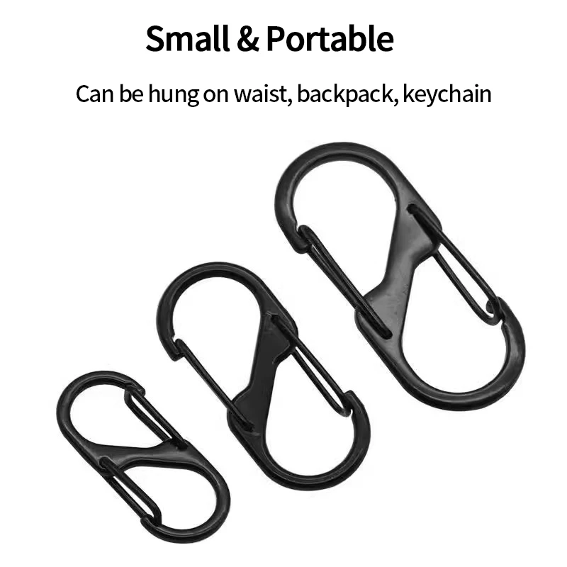 5Pcs S Type Carabiner Clips Camping Equipment Aluminium Small Carabiners Keychain Hook Hiking Backpack Buckle Camping Supplies